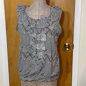 Worthington Womens XL Sleeveless Blouse with Ruffles Scoop Neck